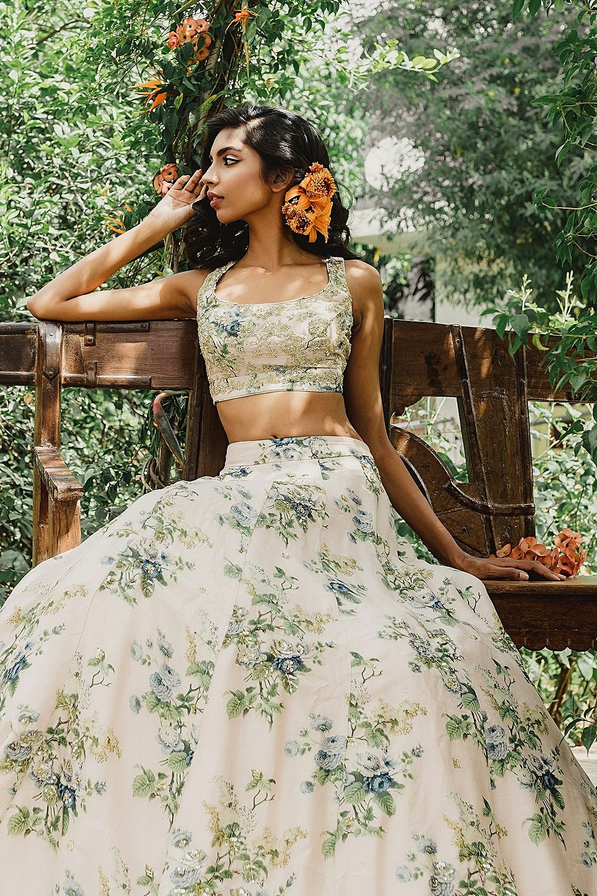 Pink Floral Lehenga Set