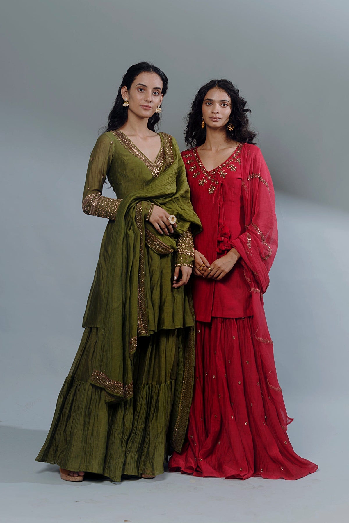 Red Embroidered Angrakha Set