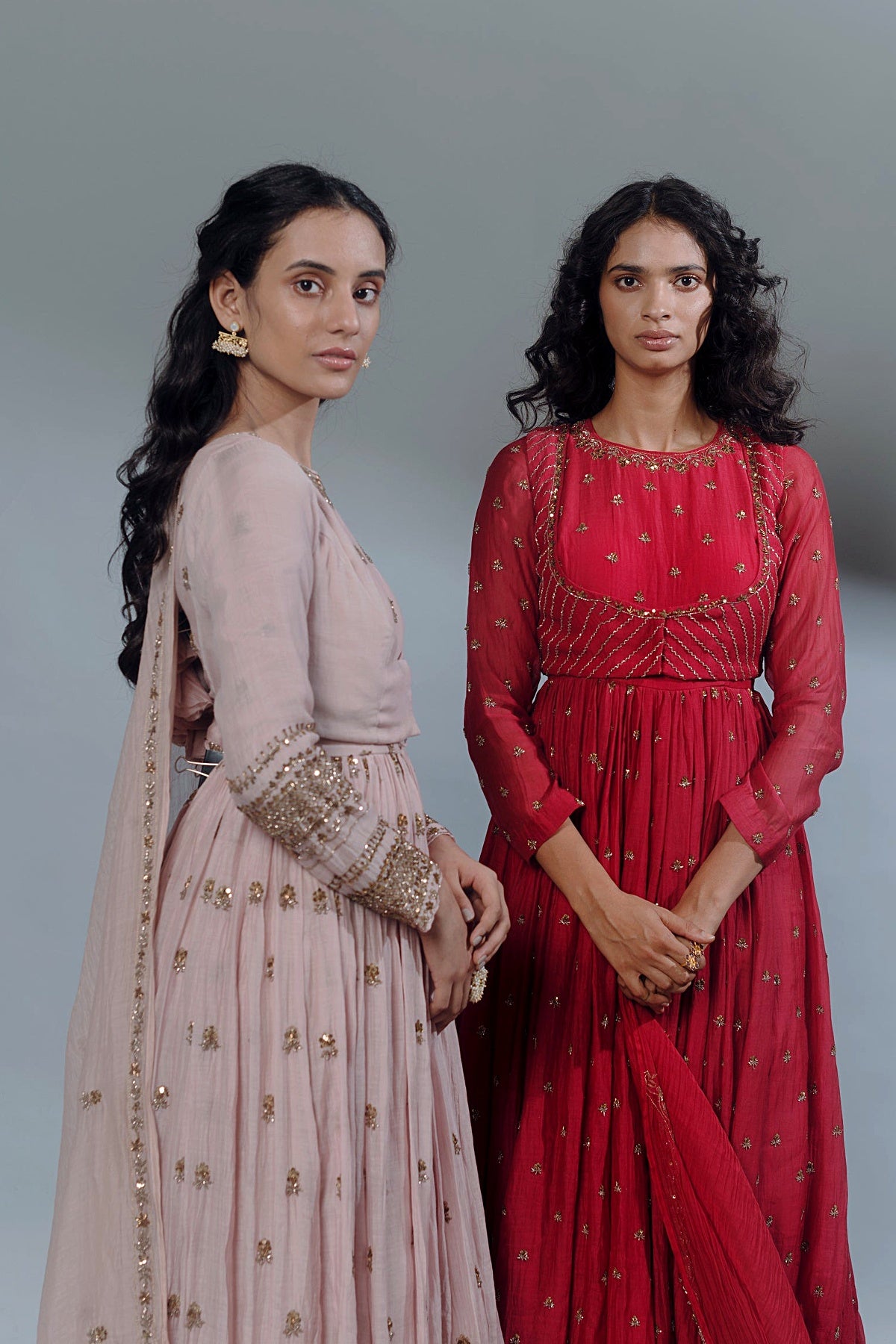 Red Anarkali Set With Sharara Pants
