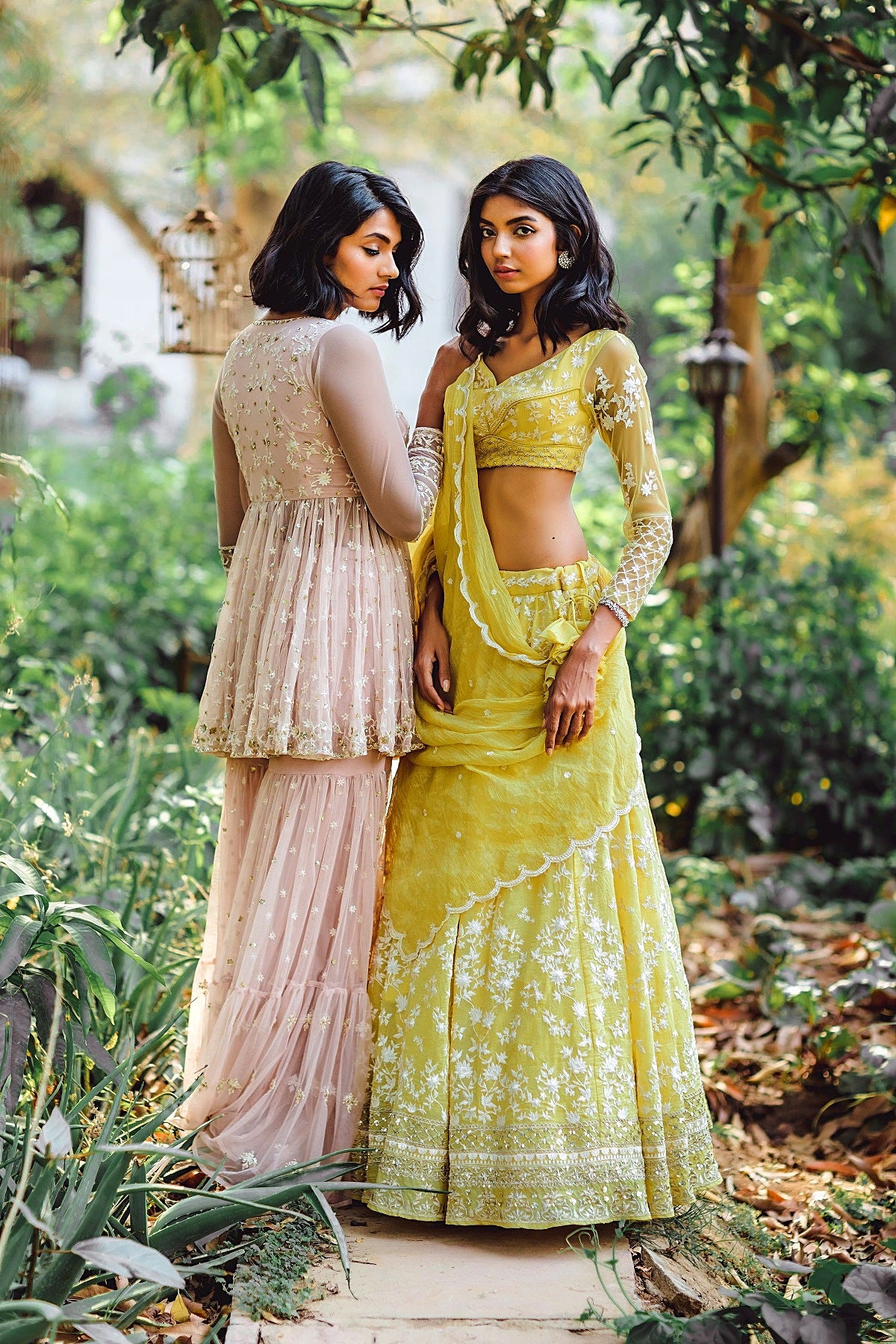 Powder Pink Thred Kurti And Sharara Set