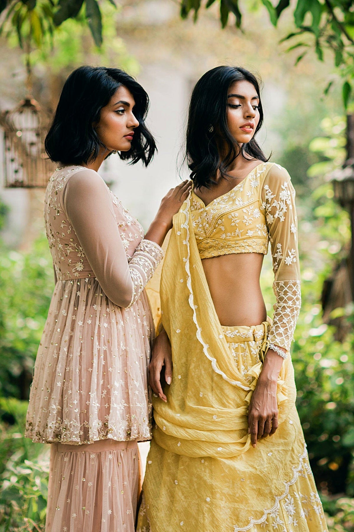 Powder Pink Thred Kurti And Sharara Set