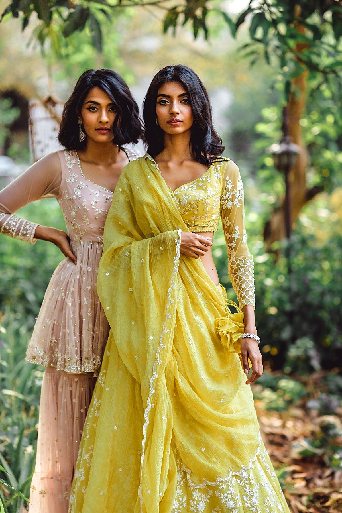 Powder Pink Thred Kurti And Sharara Set