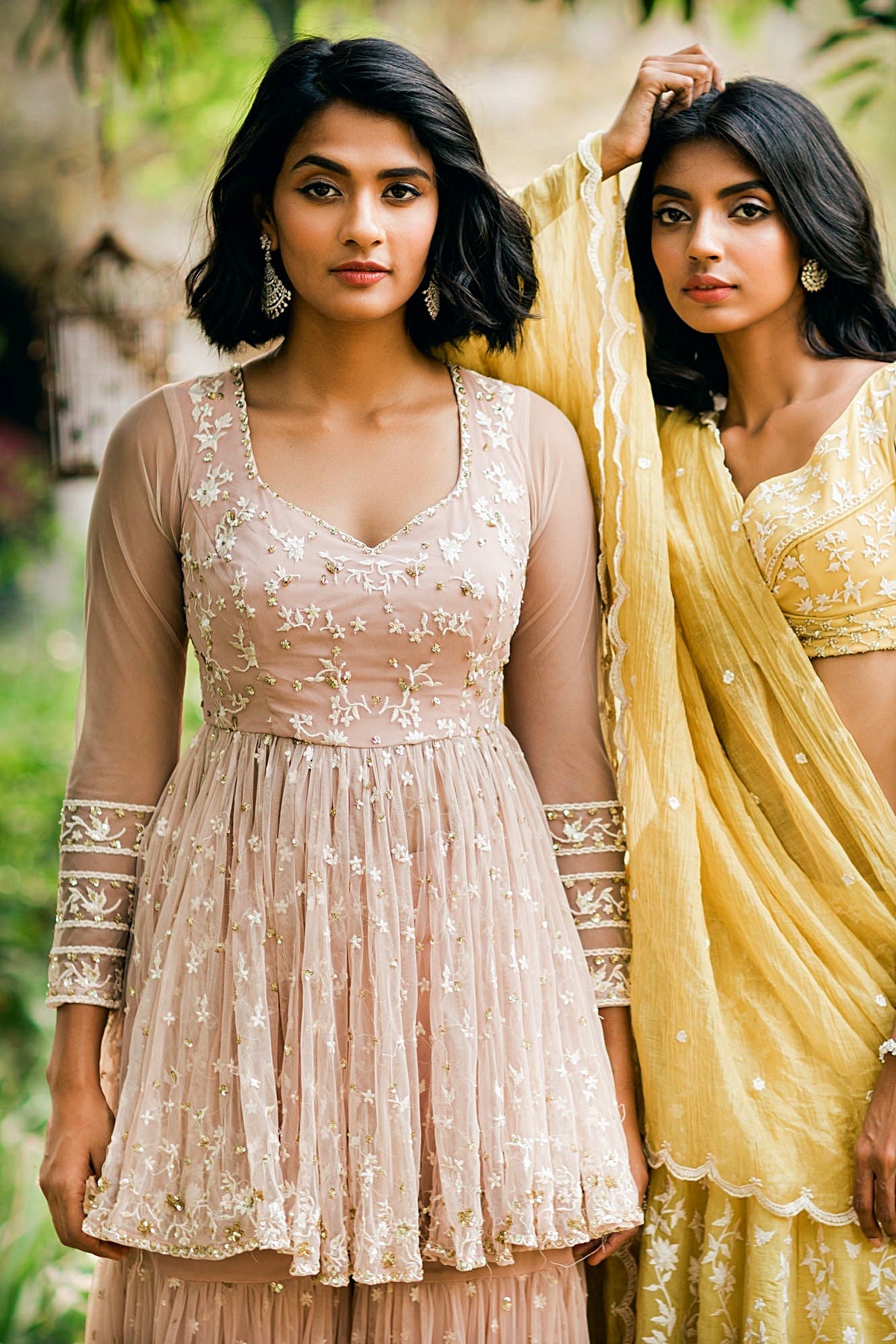 Powder Pink Thred Kurti And Sharara Set