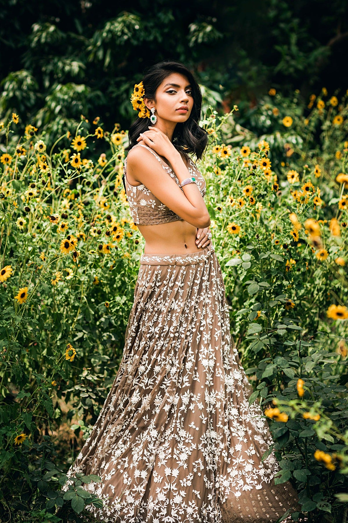 Coffee Thread Work Lehenga Set