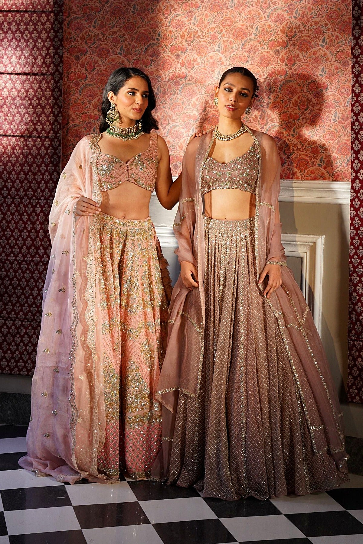 Onion Pink Organza Jaal Work Lehenga Set