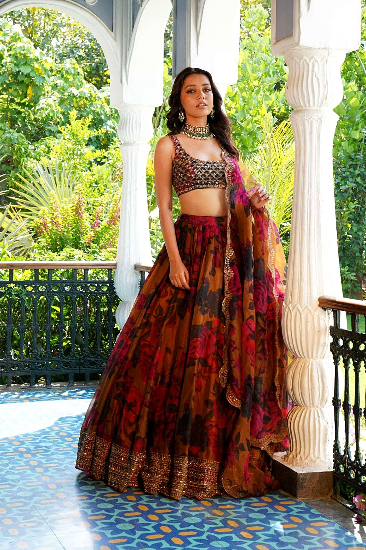 Mustard Floral Lehenga Set