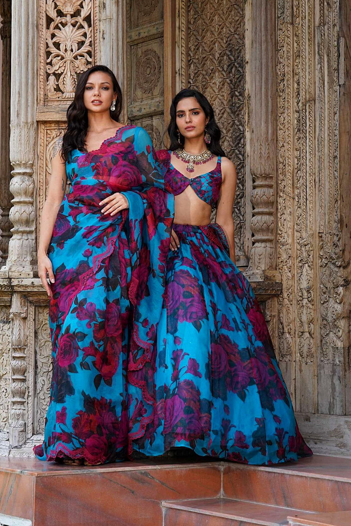 Turquise Floral Lehenga Set