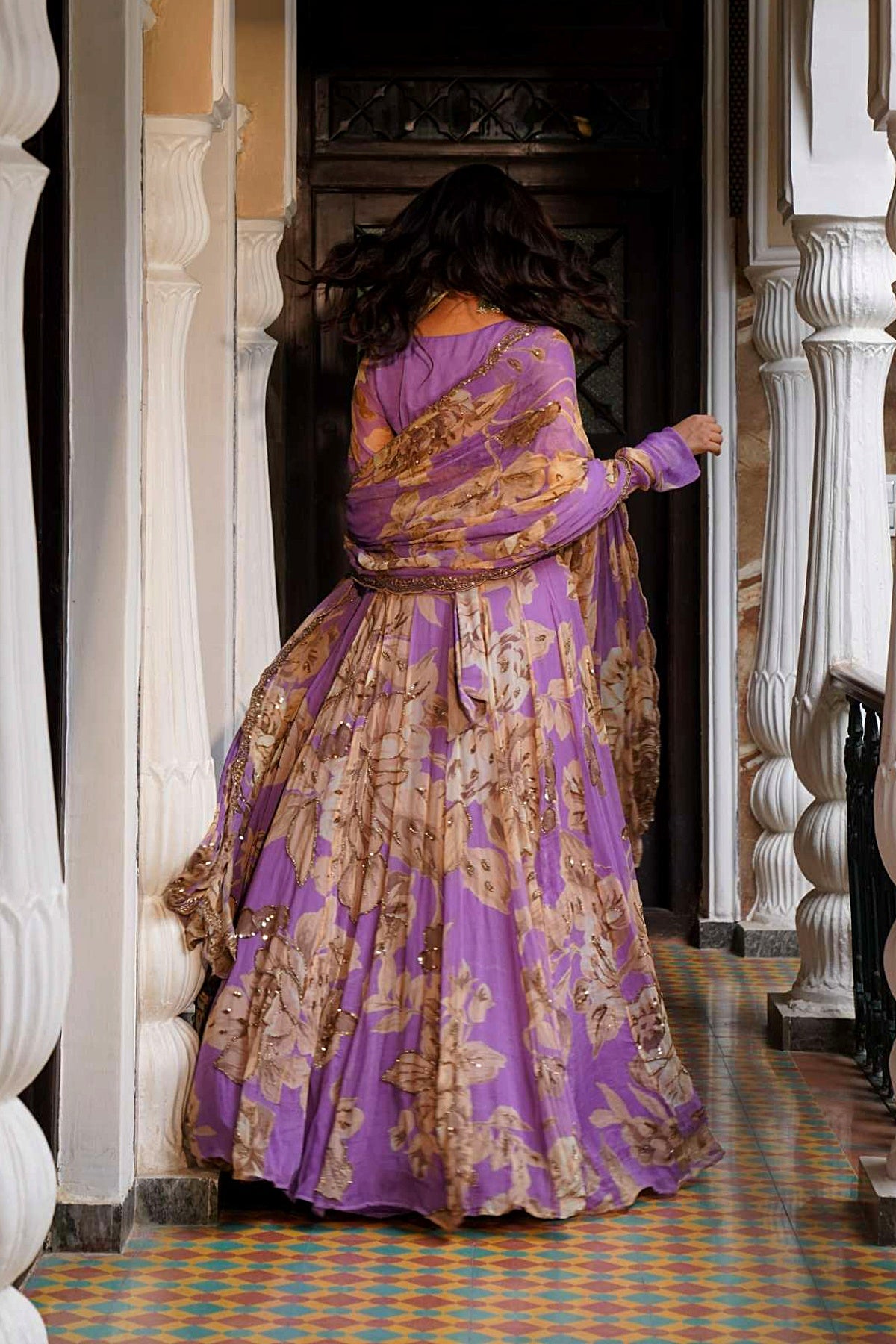Lavender Floral Lehenga Set