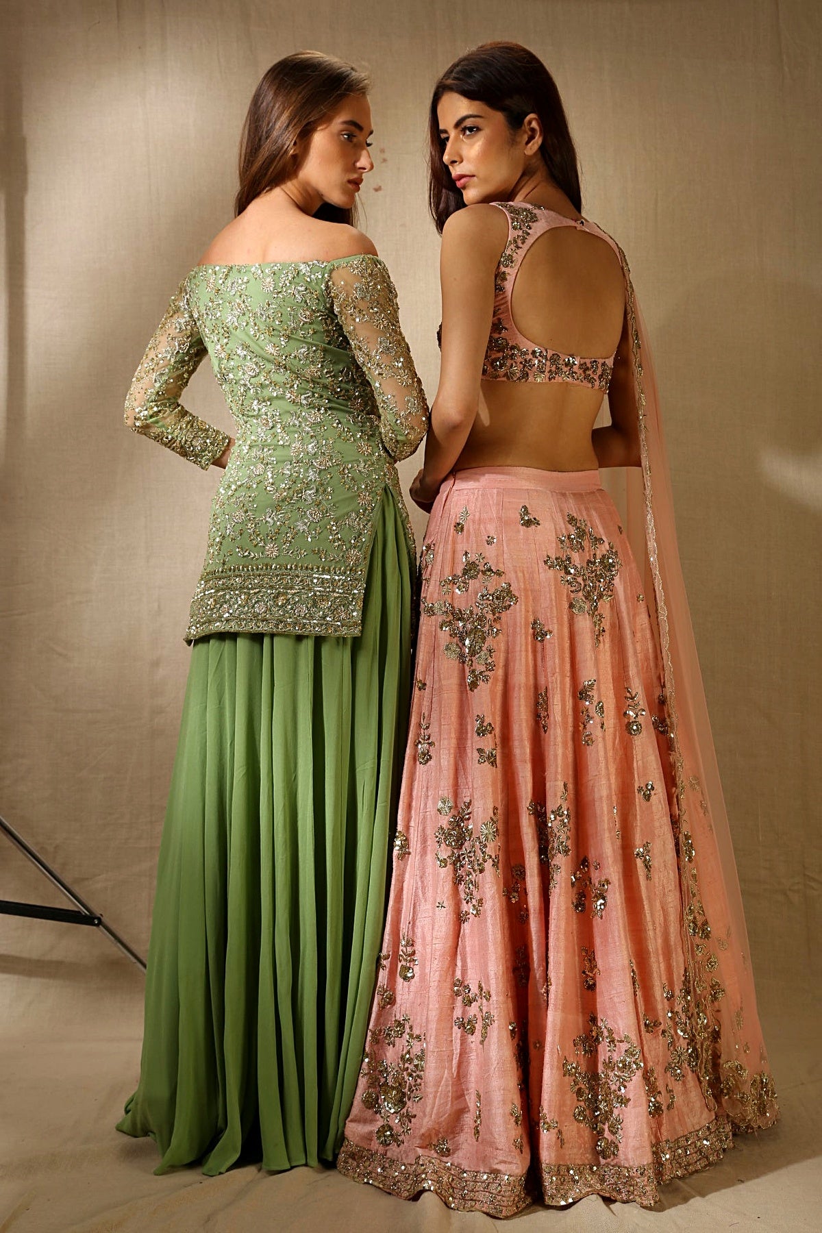 Pink Rawsilk With Gold Sequence Heavy Bootie Work Lehenga Set
