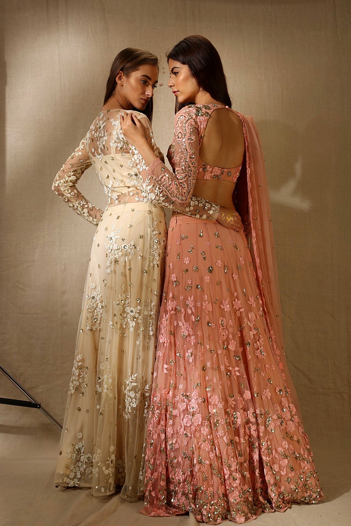 Off White With Gold Sequence Work Front Open Jacket Set