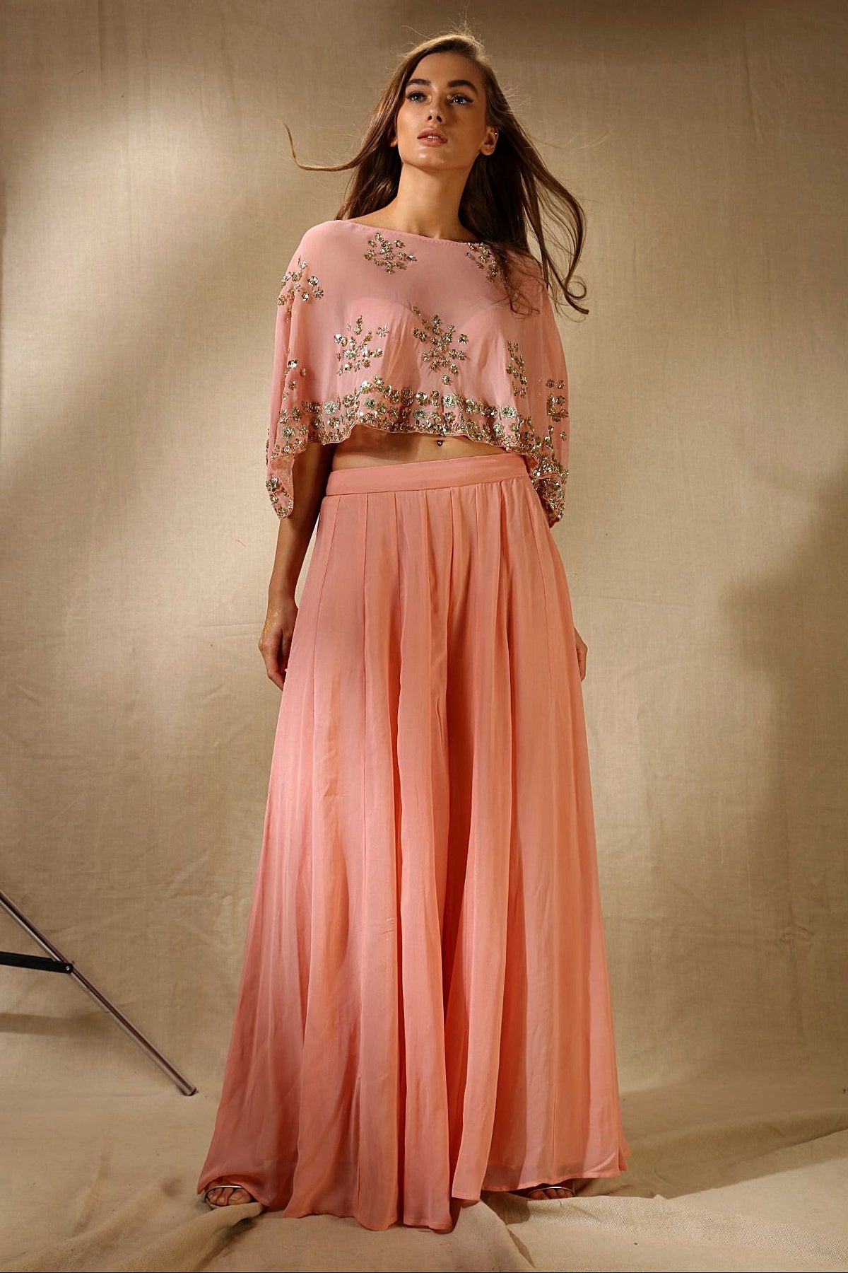 Blush Pink Crop Top Sharara Set