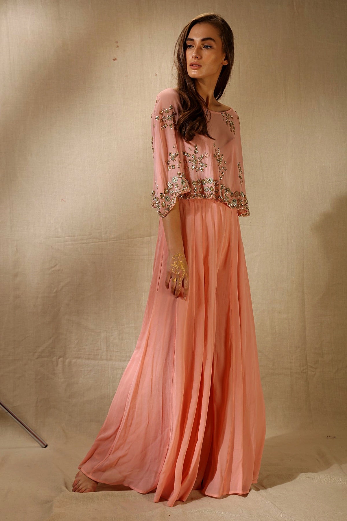 Blush Pink Crop Top Sharara Set