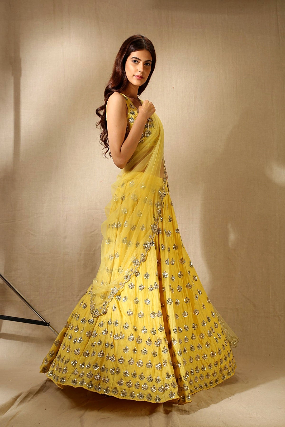 Yellow Silk Gota Patti Work Lehenga Set