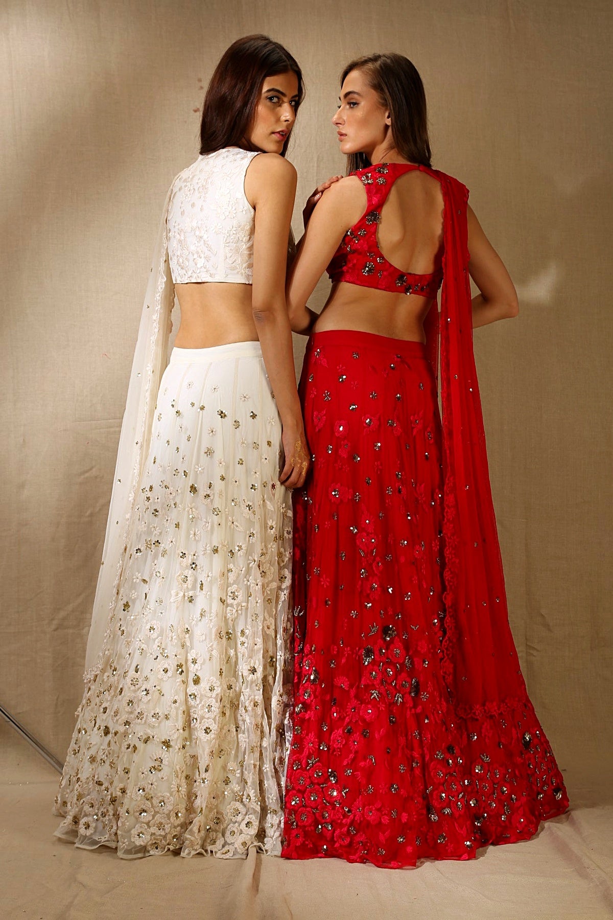 Caramine Pink Thread Work Lehenga Set