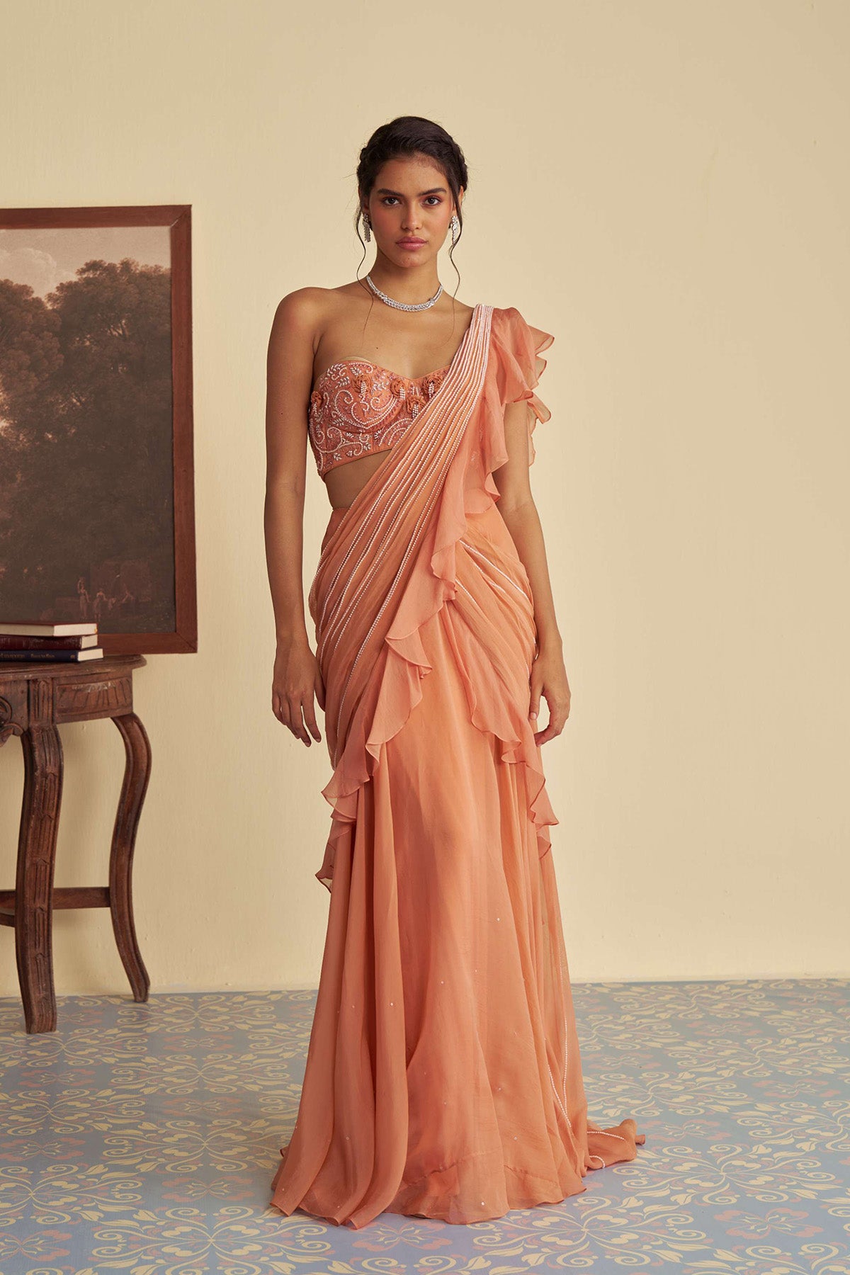 Autumn Embrace drape saree set
