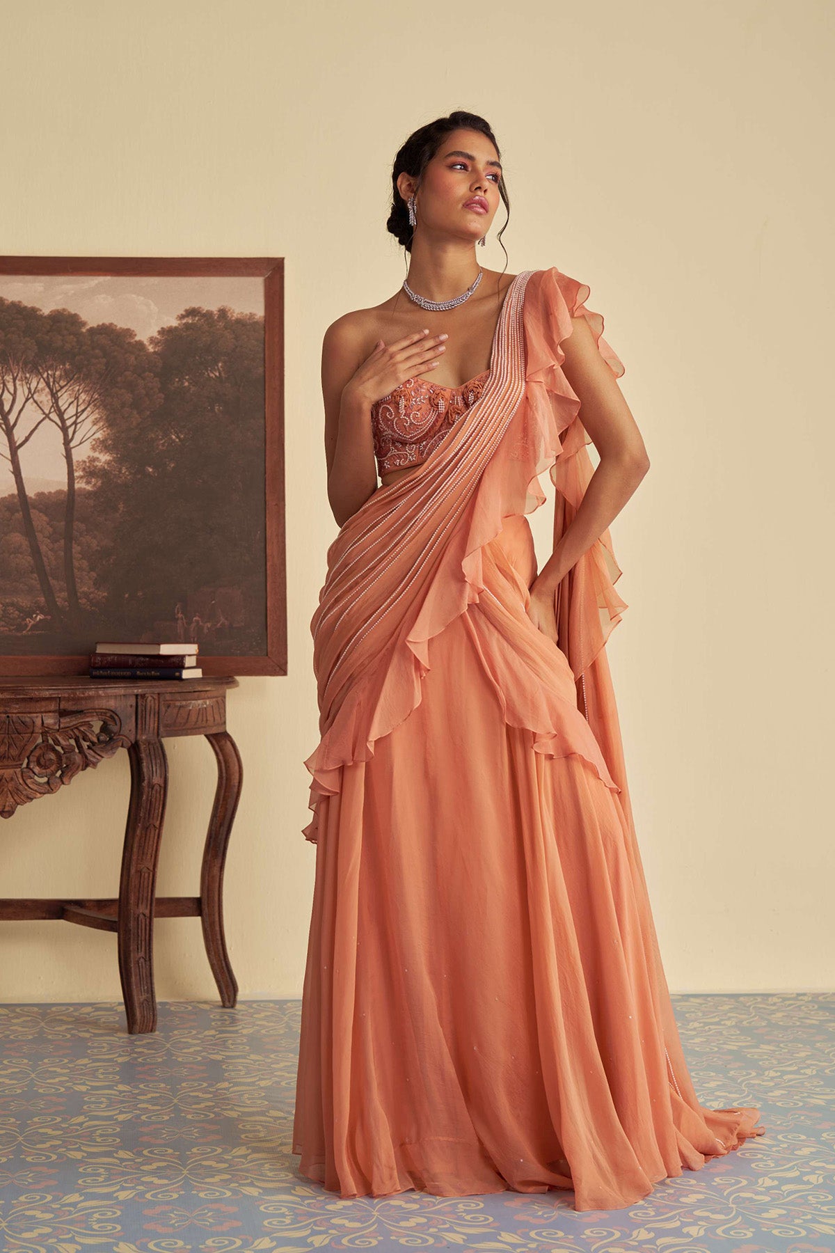 Autumn Embrace drape saree set