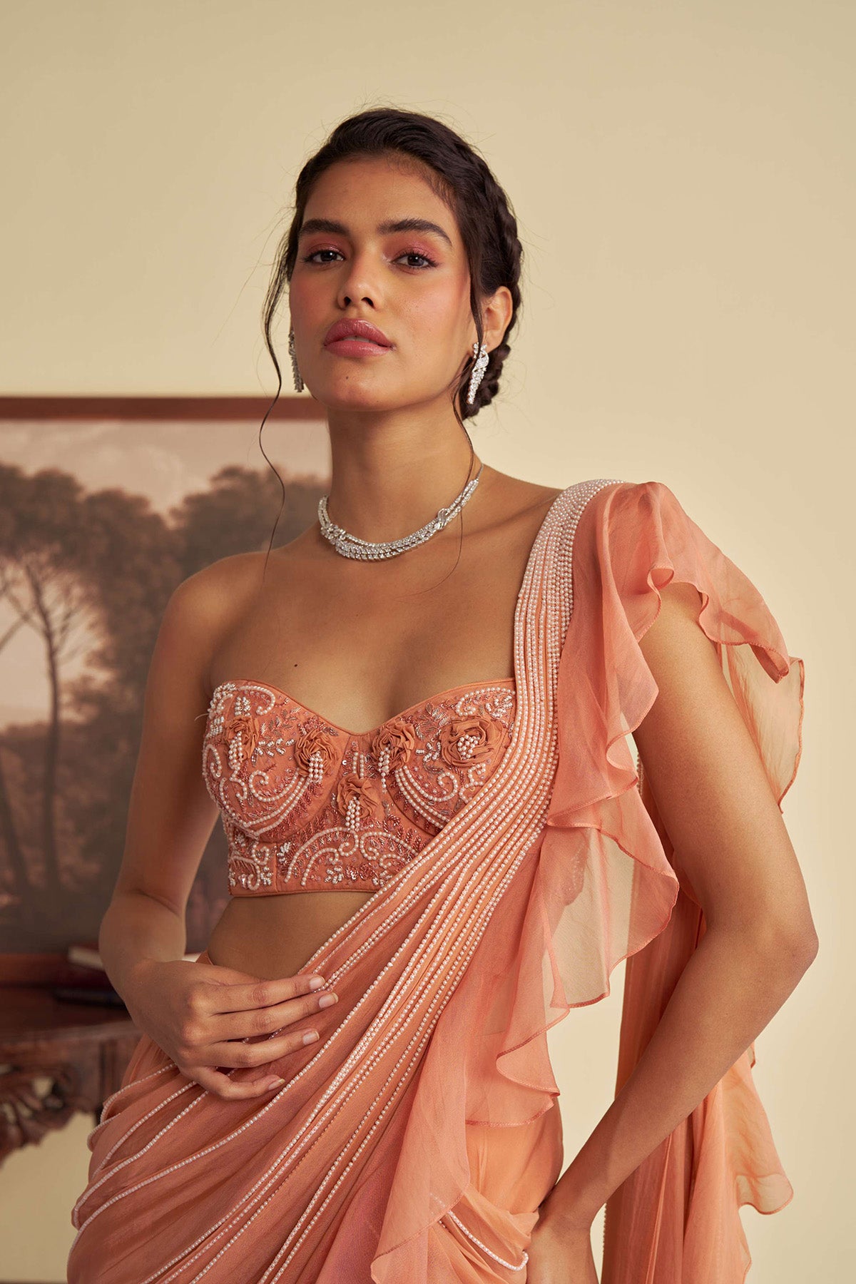 Autumn Embrace drape saree set