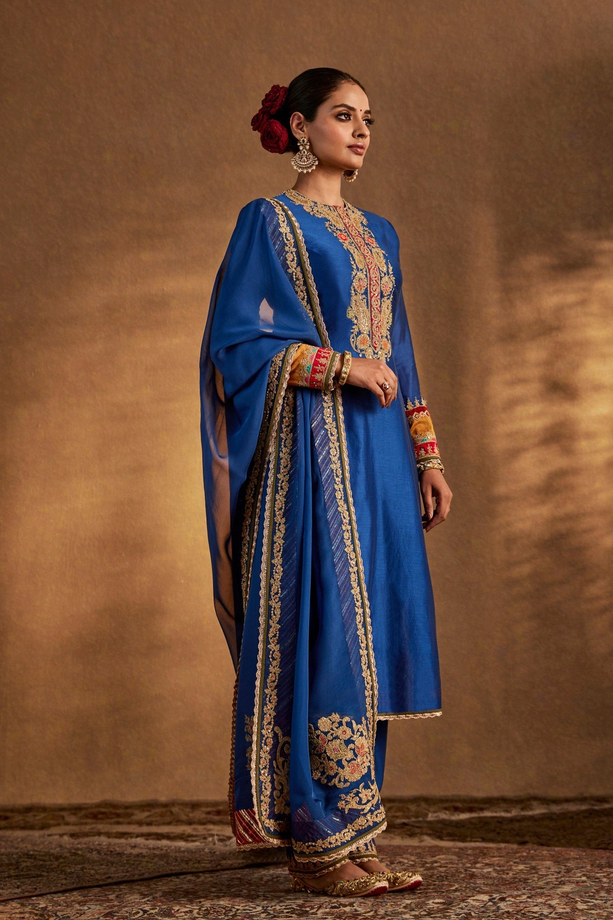 Deep Blue Floral Kurta Set