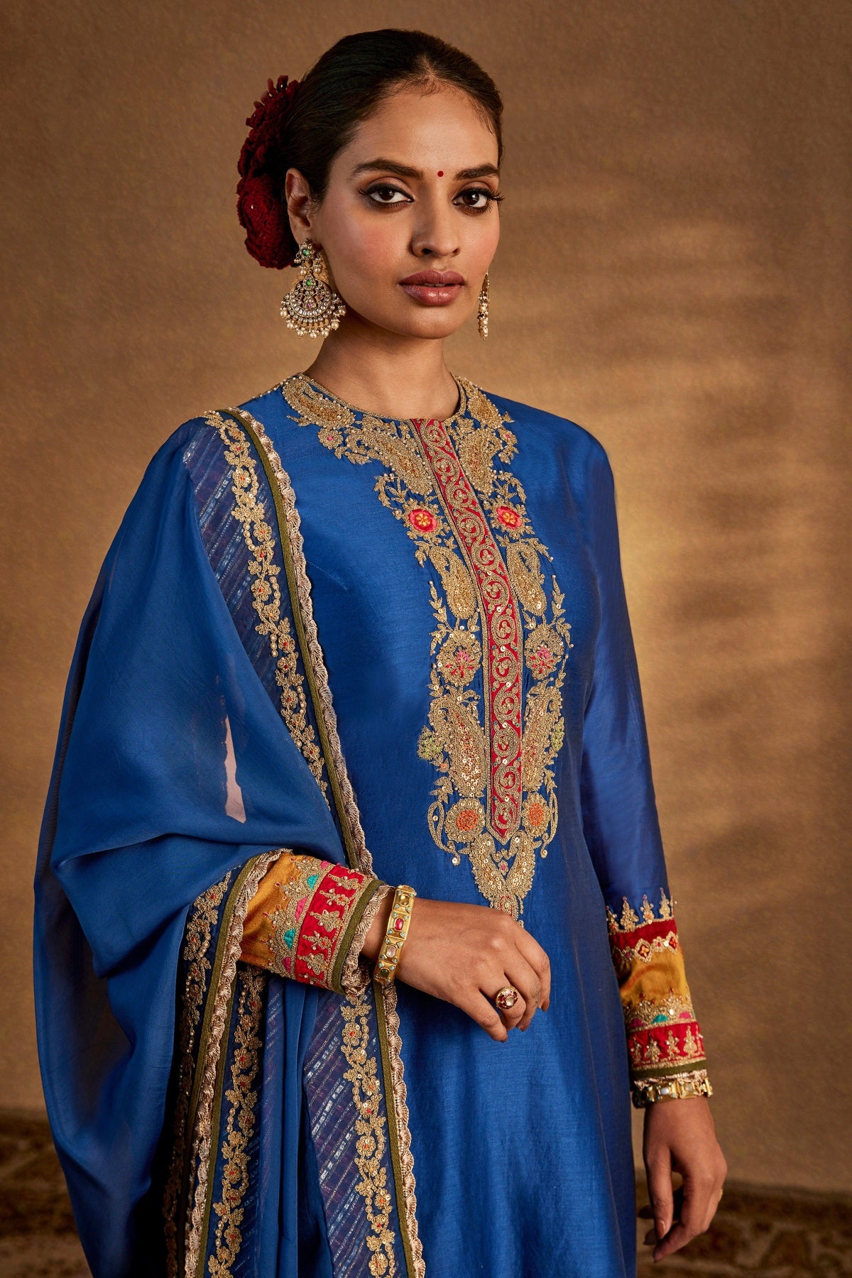 Deep Blue Floral Kurta Set