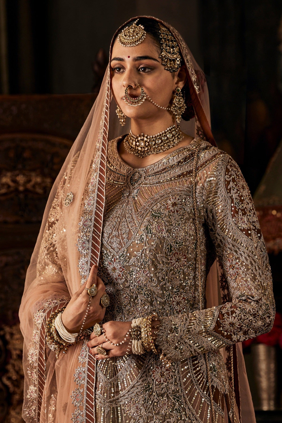 Beige Tulle Sharara
