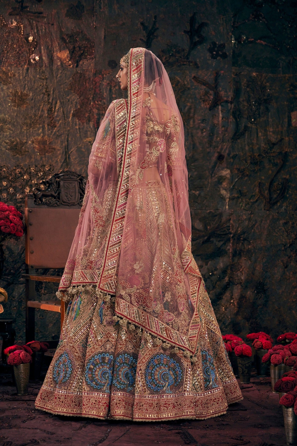 Blush Pink Avian Embroidered Lehenga