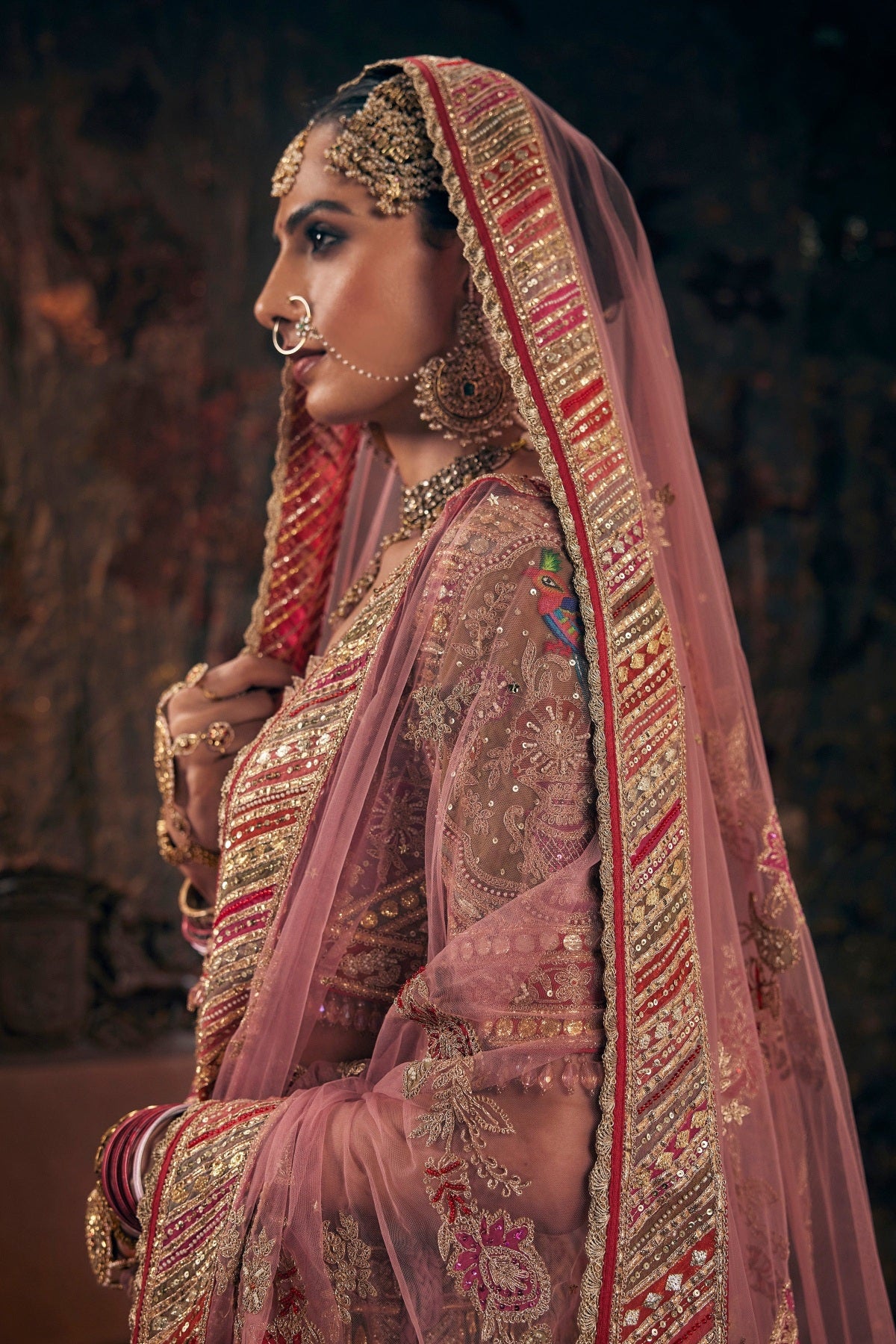 Blush Pink Avian Embroidered Lehenga