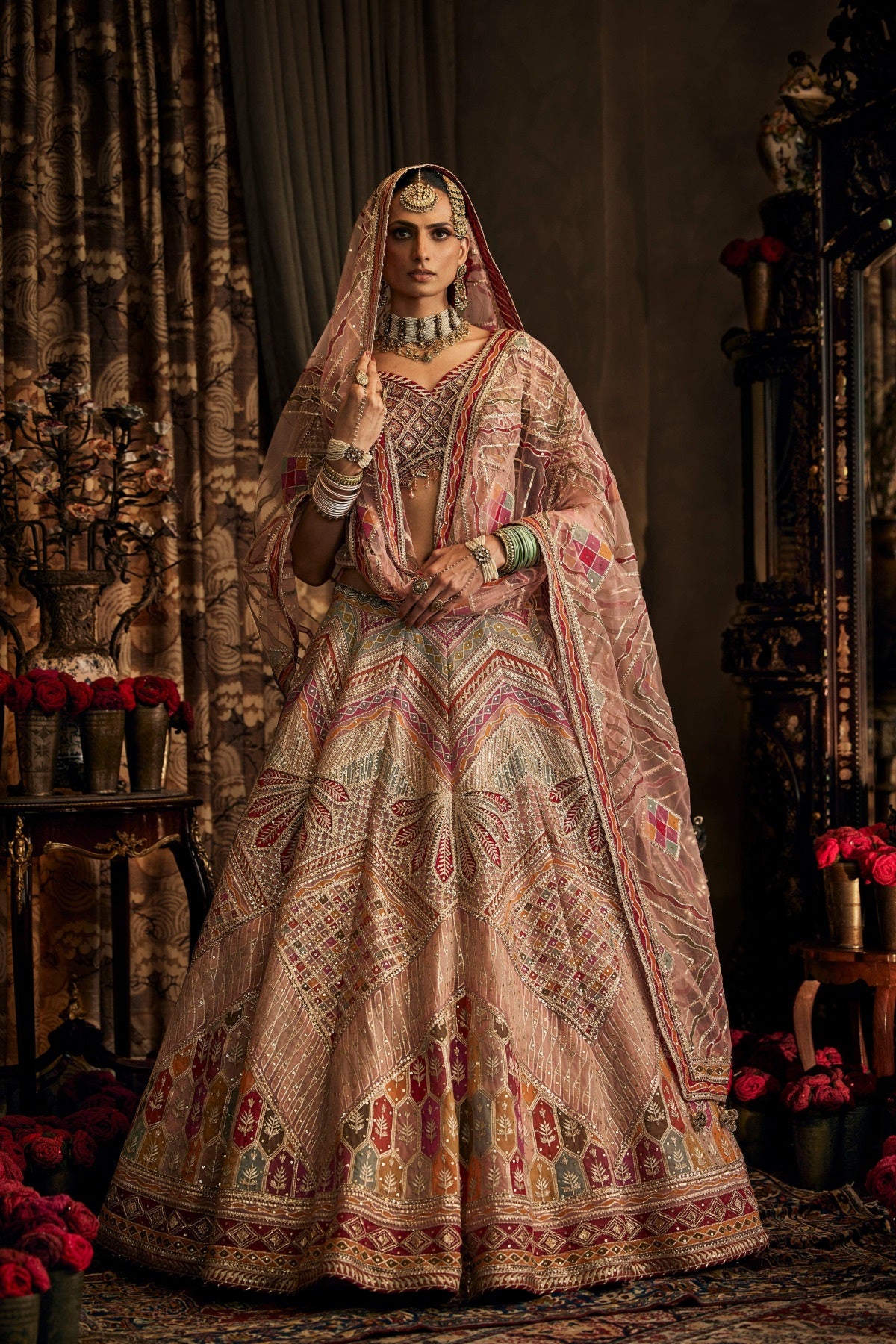 Blush Pink Tulle Lehenga