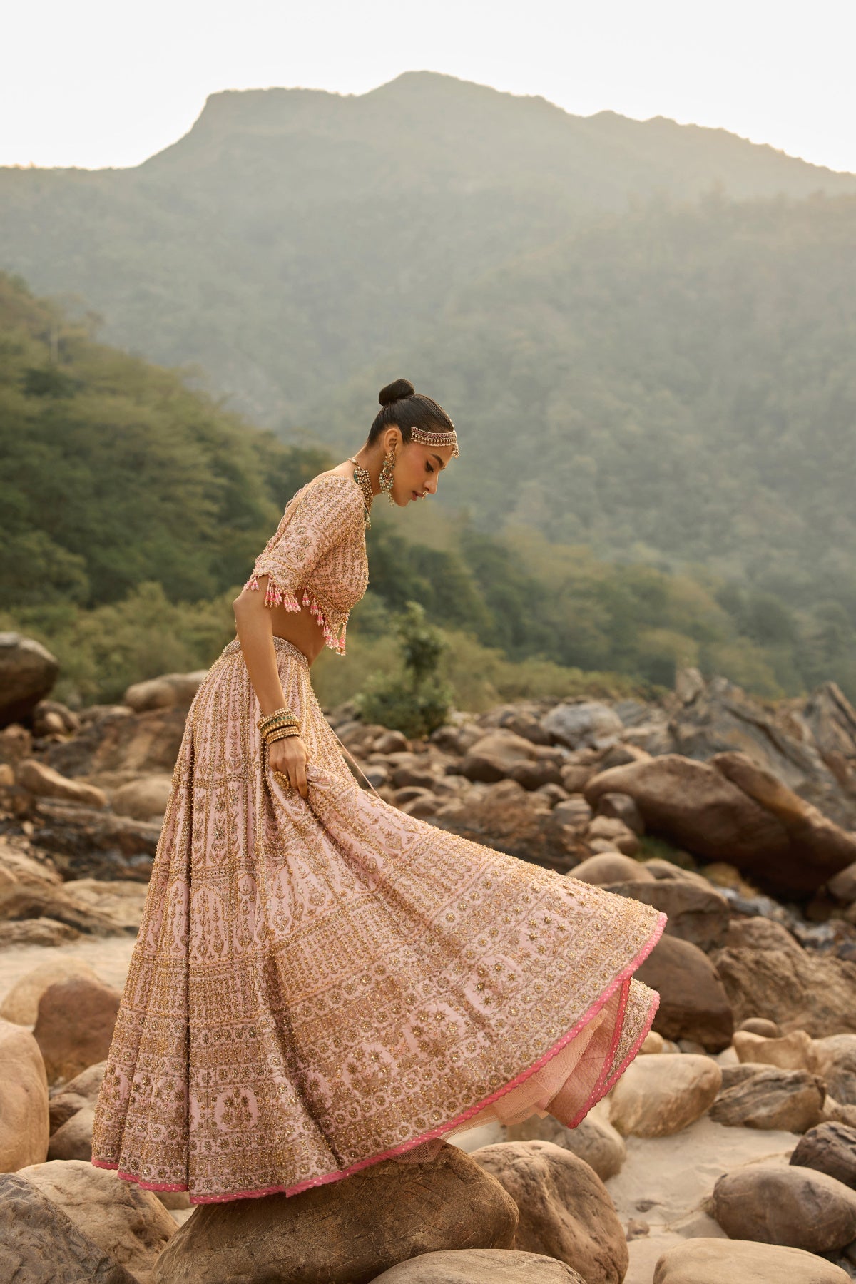 Blush Pink Vintage Lehenga