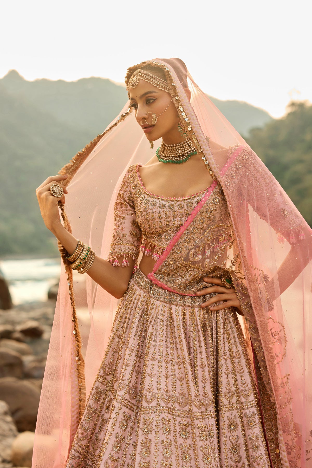 Blush Pink Vintage Lehenga
