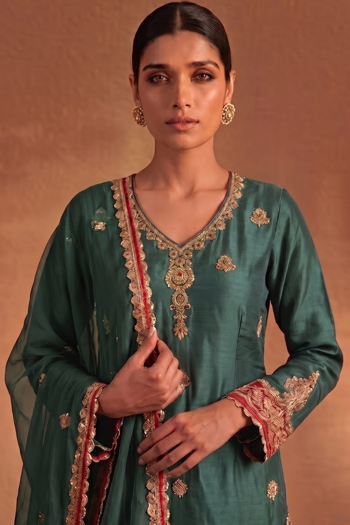 Bottle Green Sharara Set