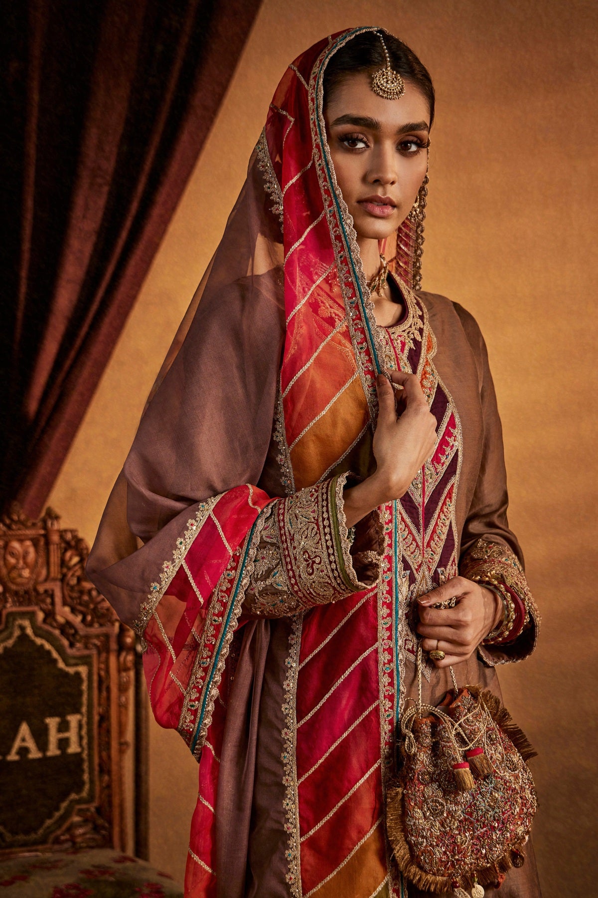 Brown-Red Kurta Set