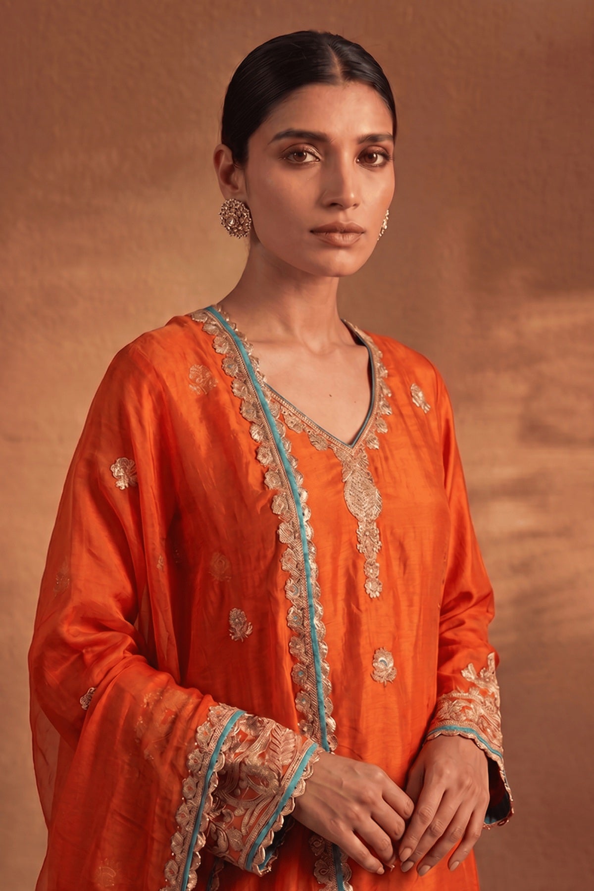 Burnt Saffron Sharara Set