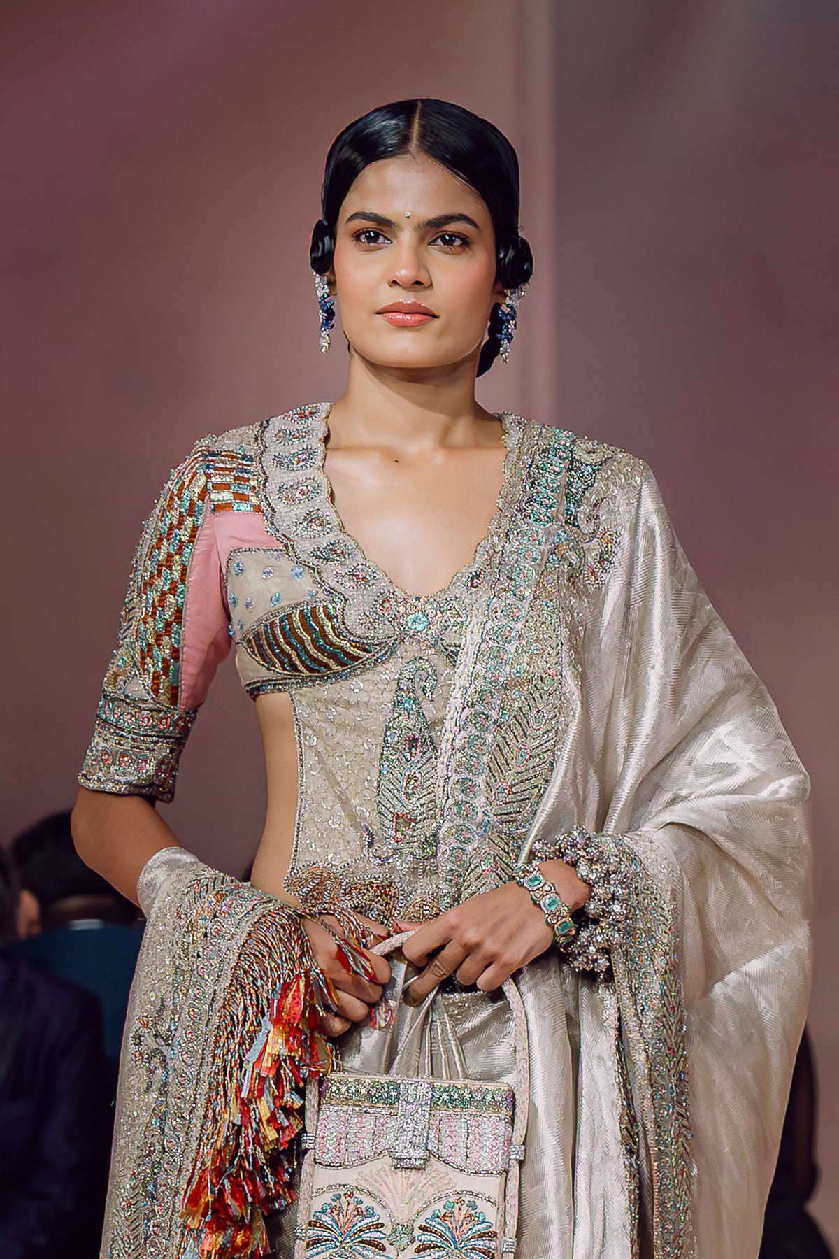 Nooran - champagne banarasi tissue brocade saree