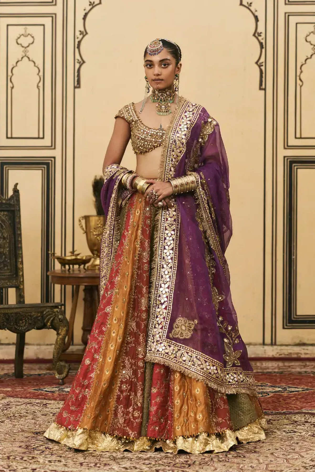 Chitrali Brocade Phulkari Lehenga Set