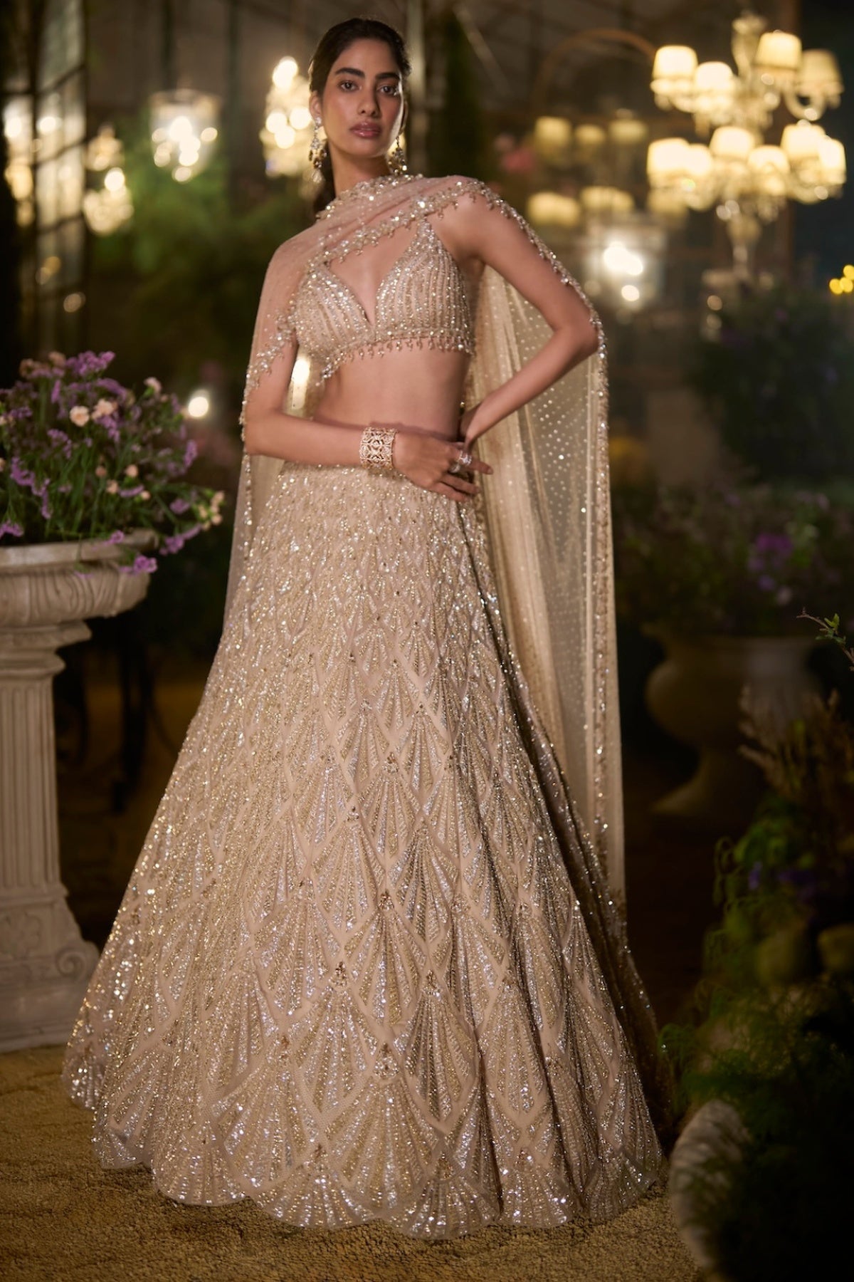 Coffee Sequin Lehenga Set