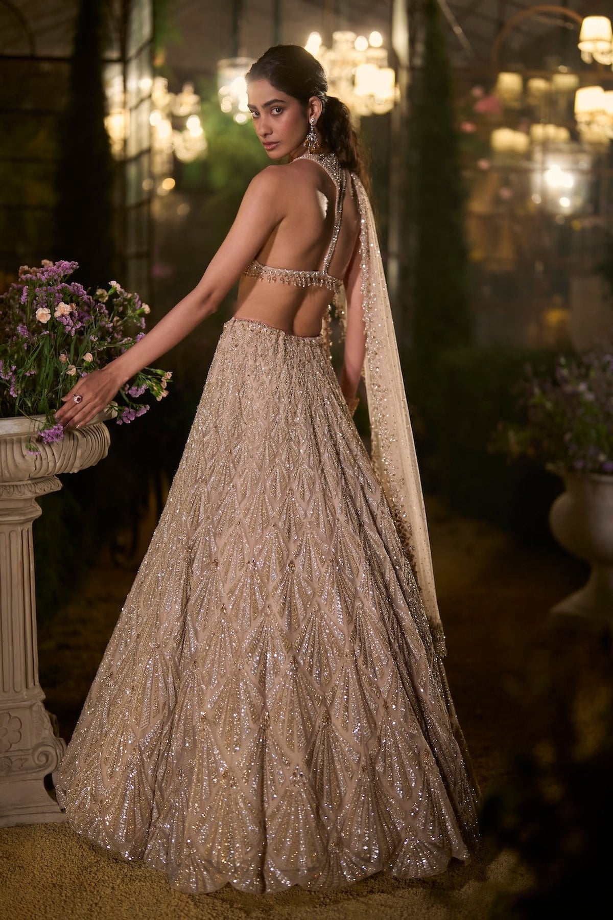 Coffee Sequin Lehenga Set