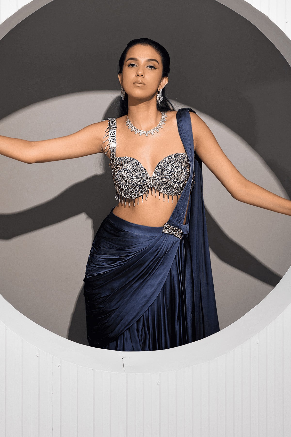 Orvana Ghai In Jade Saree