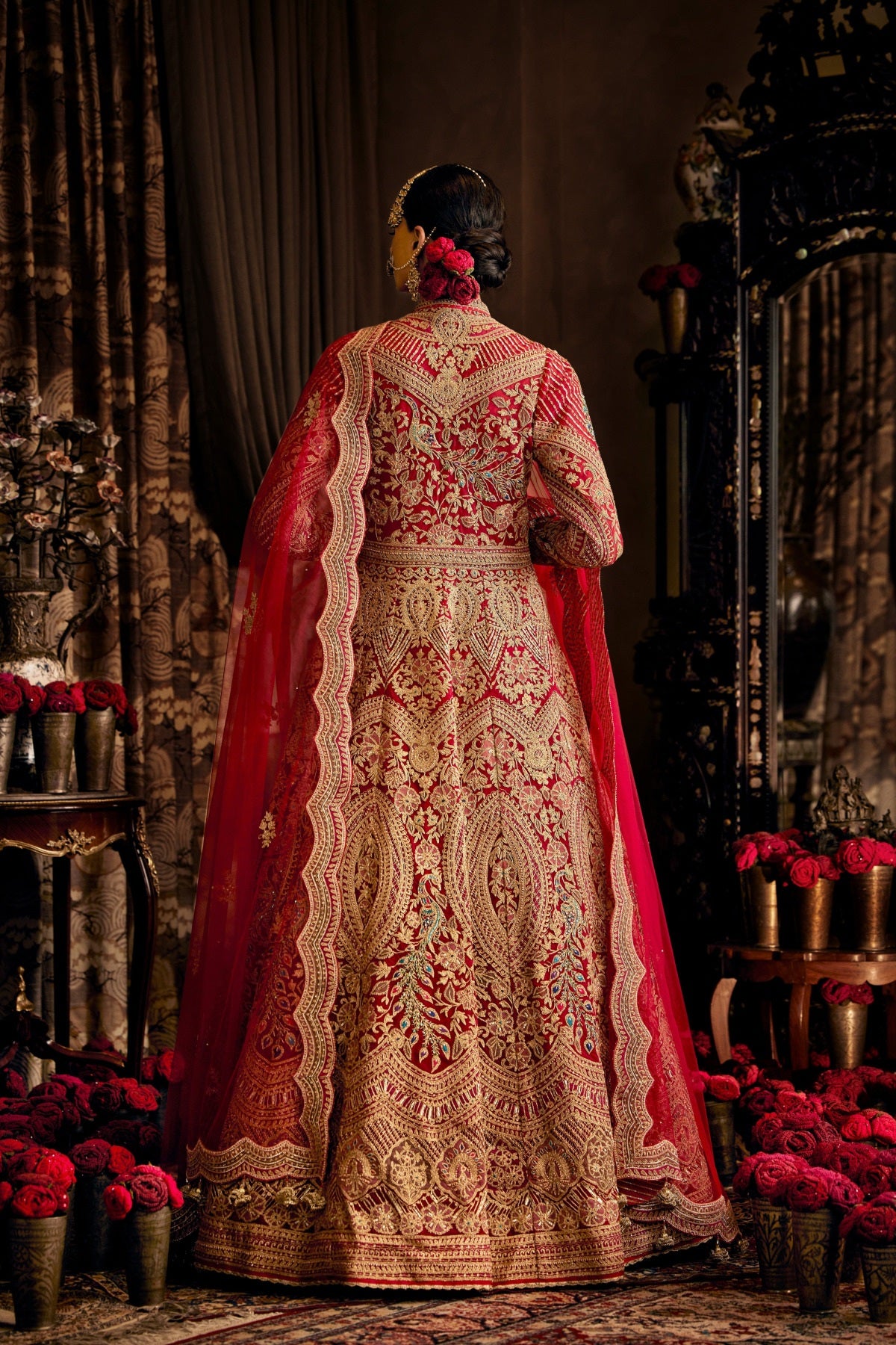 Crimson Red Tulle Jacket Skirt