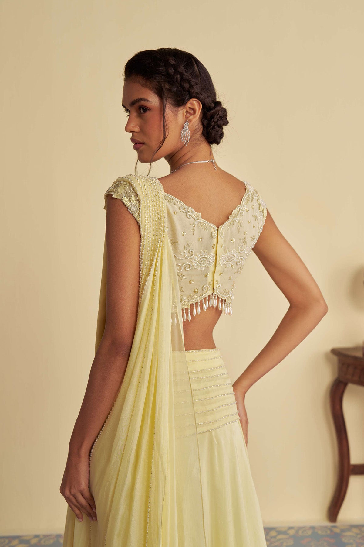 Dandelion mist drape saree set