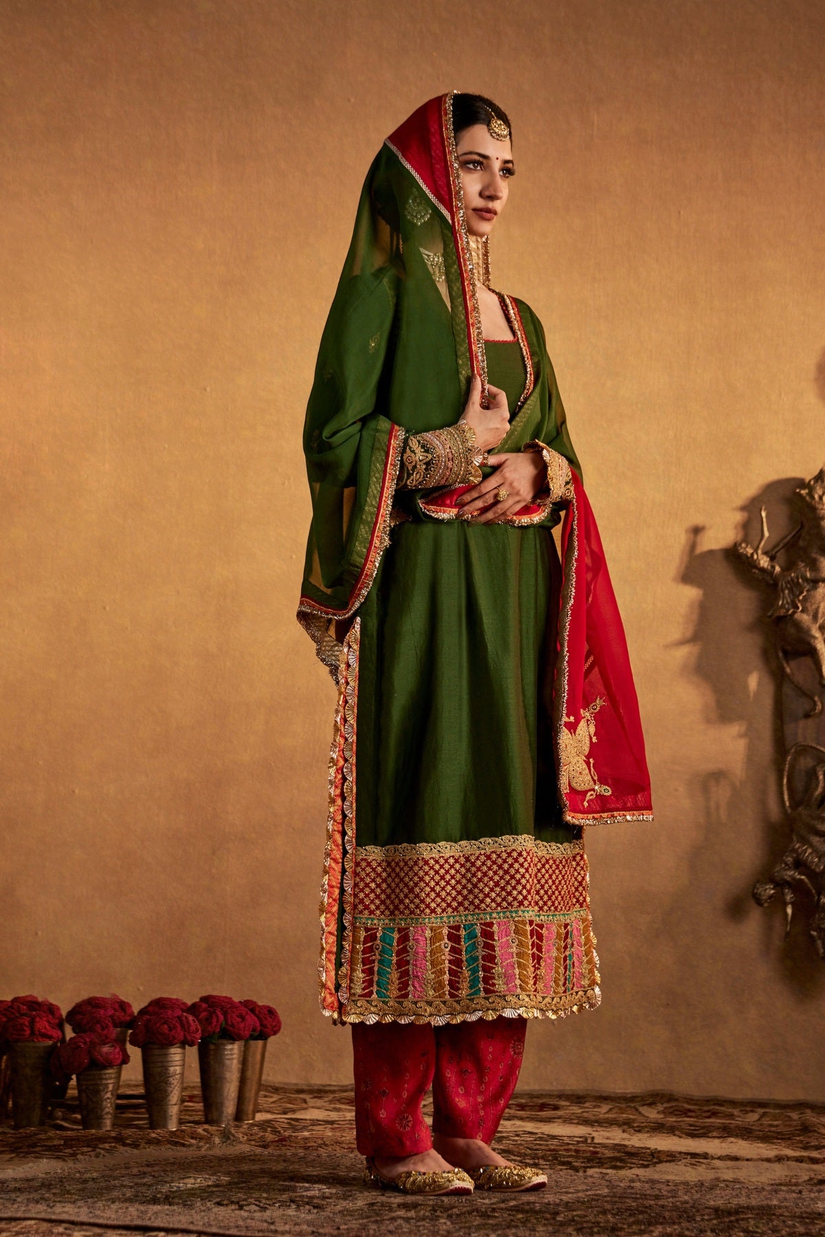 Dark Green Abha Kurta Set