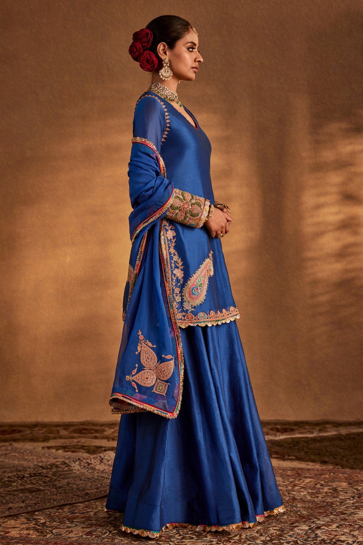 Deep Blue Sharara Set
