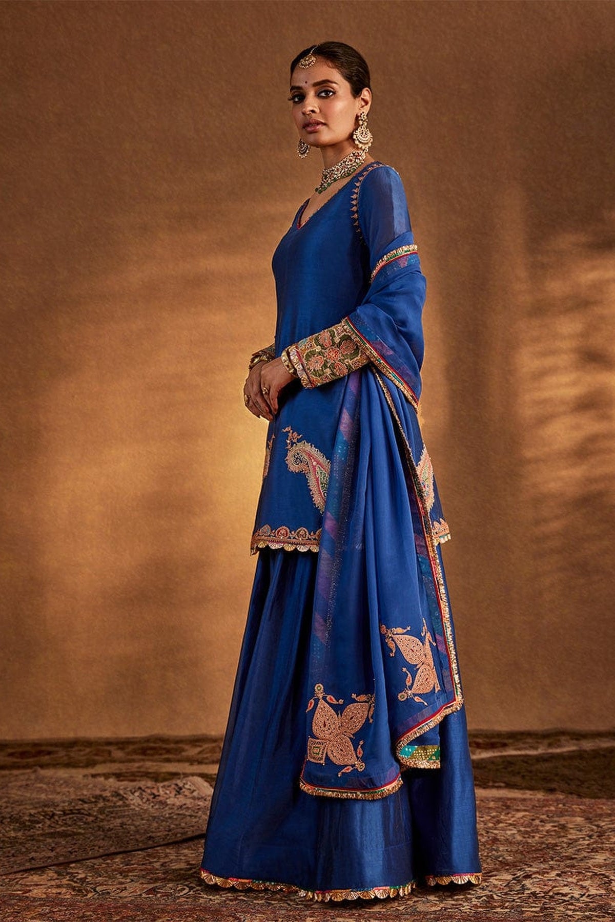 Deep Blue Sharara Set