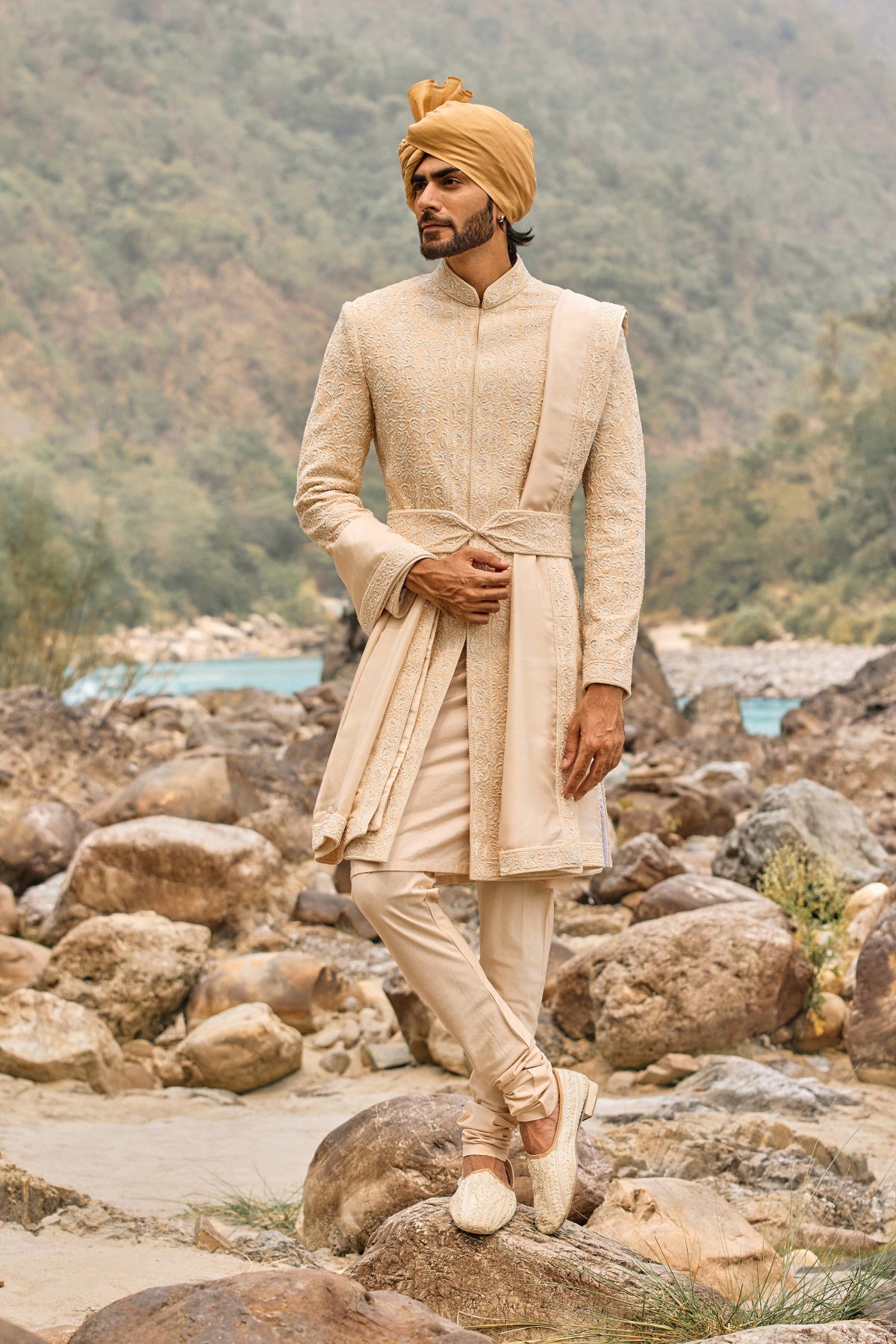 Soft Peach Legacy Sherwani Set