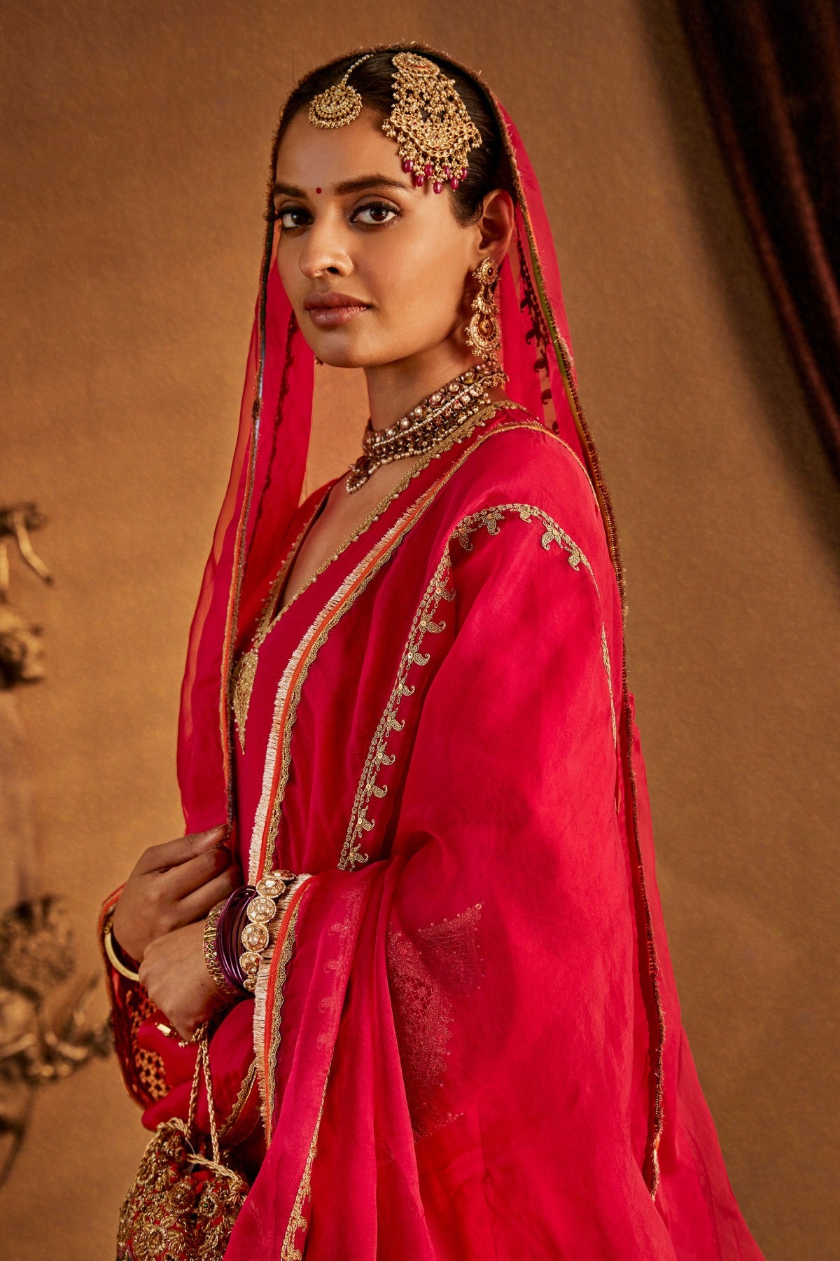 Deep Pink Mughal Jaali Kurta Set