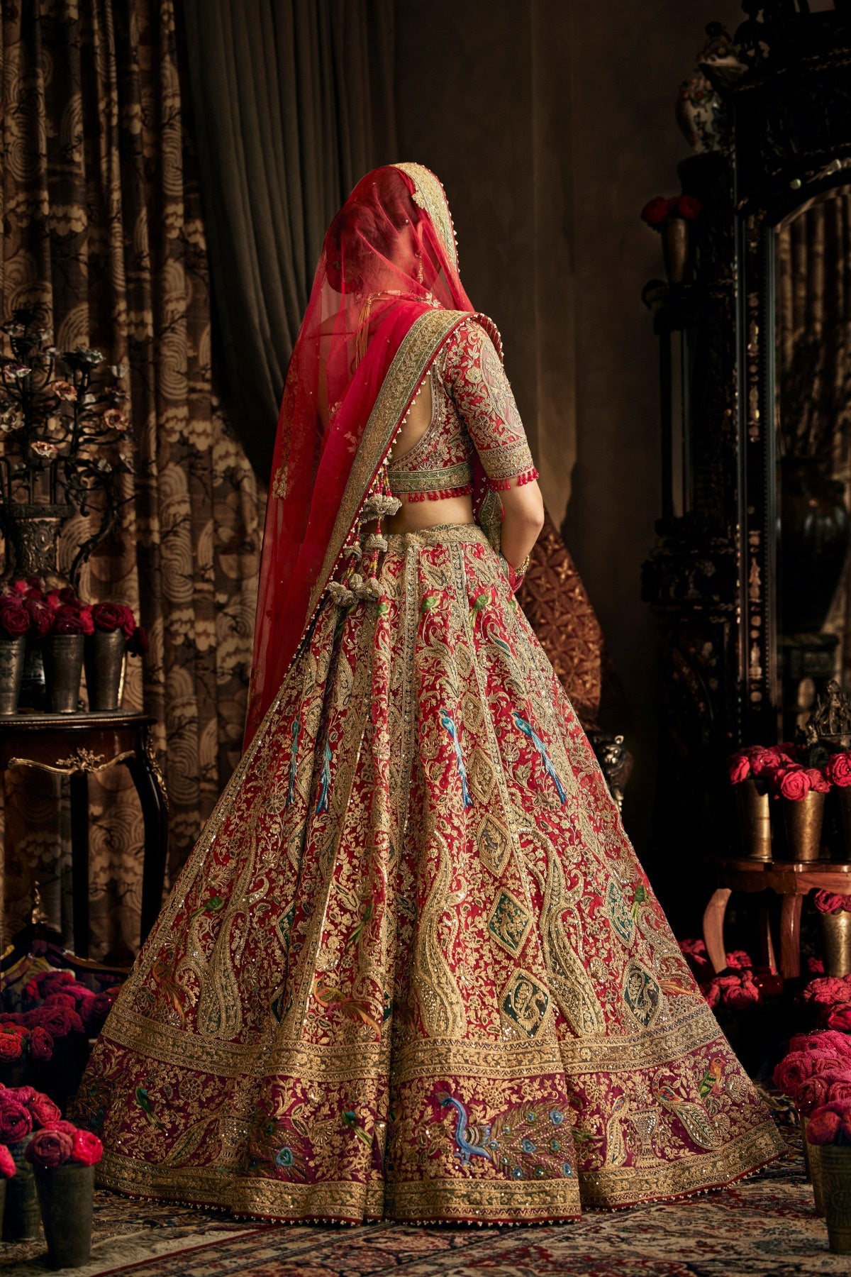 Deep Red Tulle Lehenga