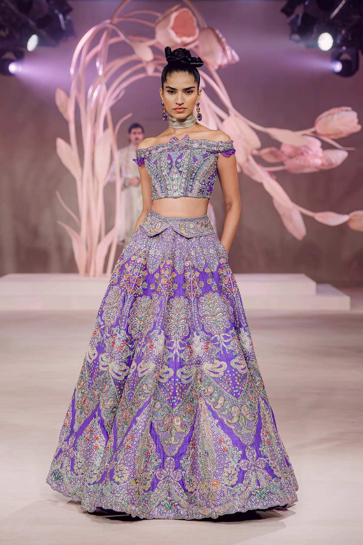 Noori - purple raw silk lehenga