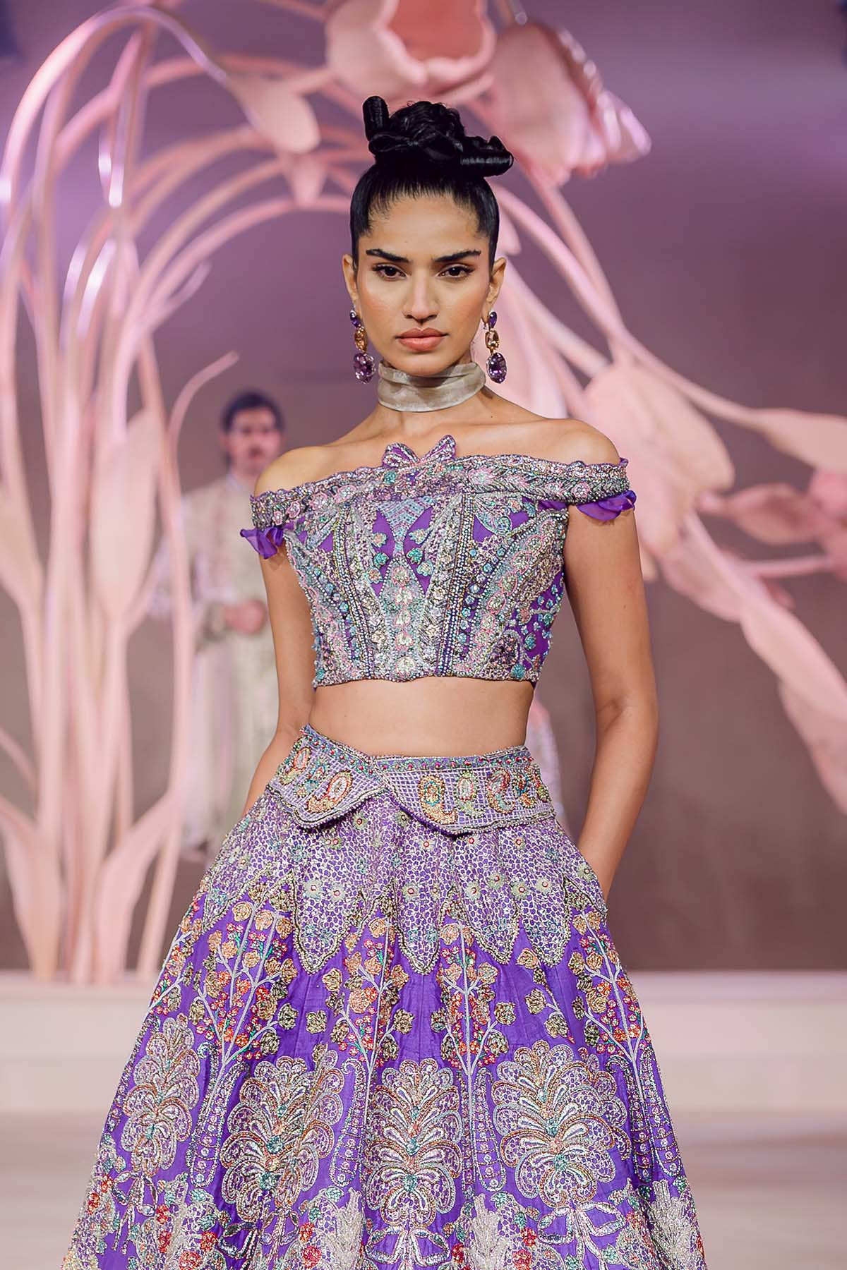 Noori - purple raw silk lehenga