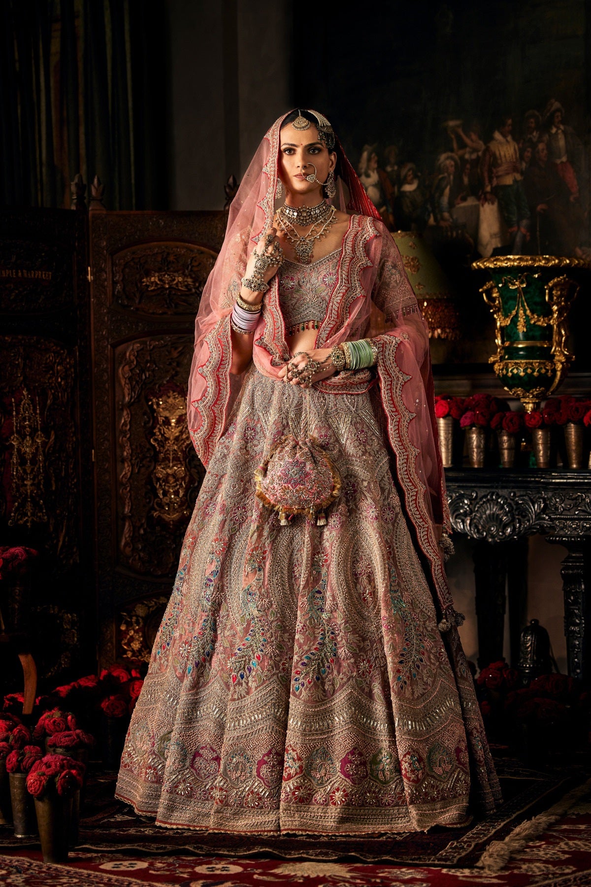 Earthy Pink Tulle Lehenga