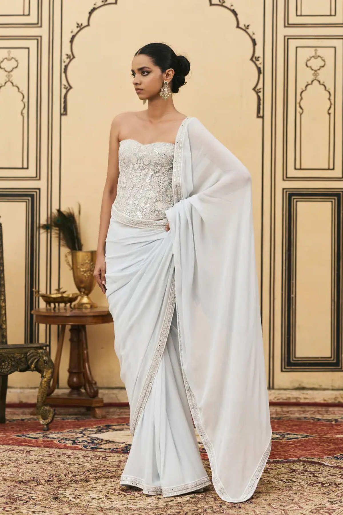 Falsai Georgette Corset Saree Set