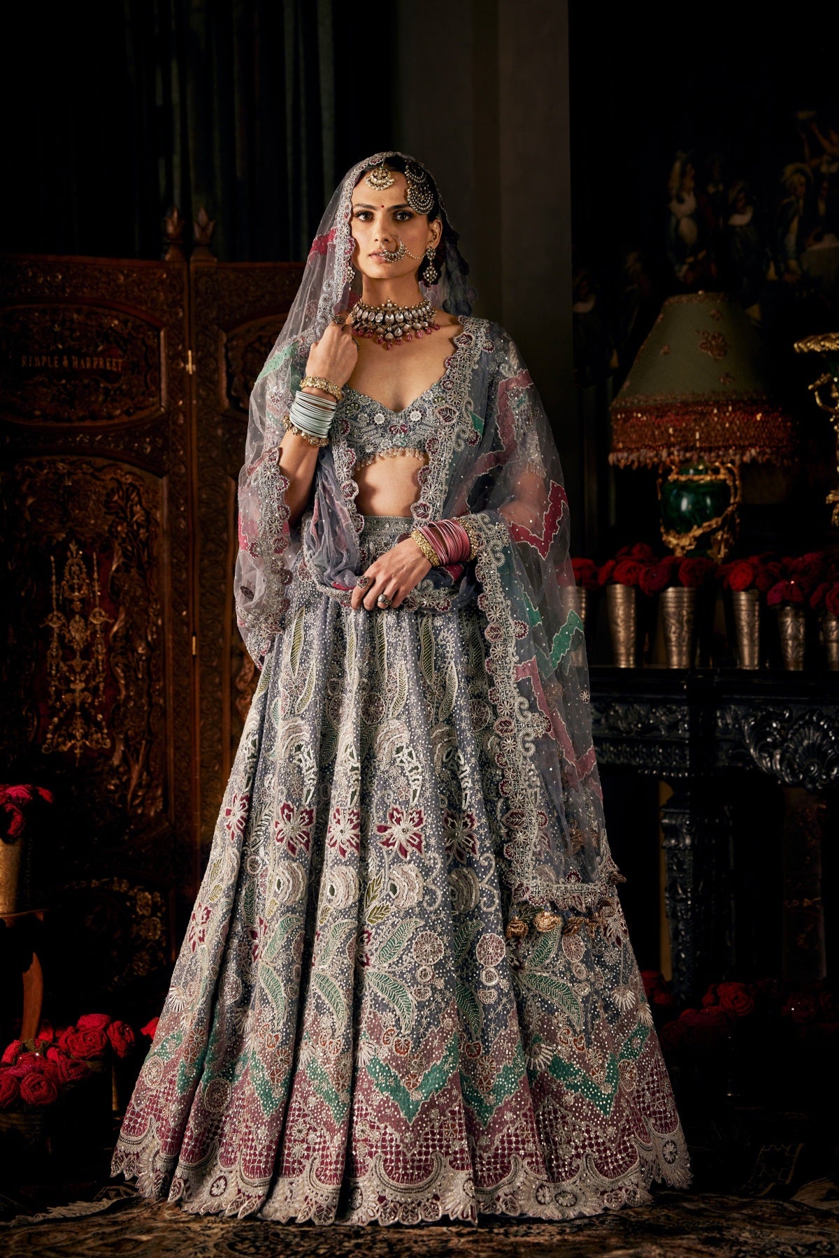 Flint Grey Tulle Lehenga
